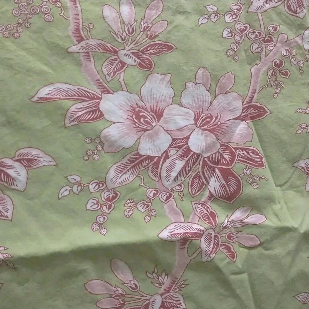 Pottery Barn Twin Duvet Cover Green Pink Floral Cotton Upcycle Crafters Diy